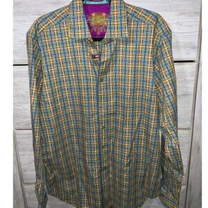 Limited Robert Graham Green, Blue, & Orange Checkered Button-Up - Medium